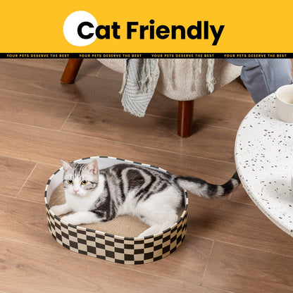 Conlun Cat Scratcher Box with 4 Cat Scratching Board Reversible Kitty Scratch Pad, Heavy Duty Corrugated Cardboard Scratchers for Indoor Kittens Bed Lounger Protects Furniture,Kittens Gifts-Large
