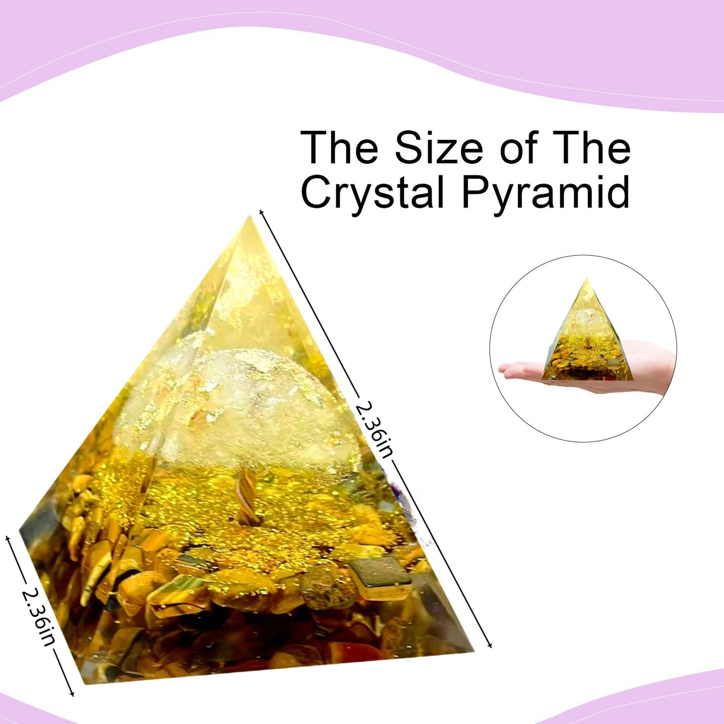 Saefheled Tree of Life Orgone Pyramid,Natural Energy White Crystal Tiger's Eye Stone Orgonite Healing Crystal Pyramid,for Reduce Stress,Balance Chakra,Meditation Attract Luck,Wealth Health(6cm)