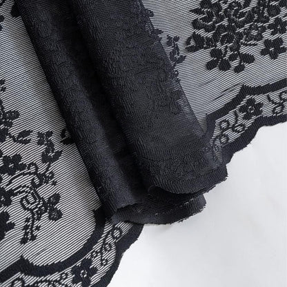 YJ YANJUN Goth Narrow Shower Curtain 36x72 with Attached Valance Victorian Black Floral Lace Small Shower Curtain Short Gothic Rv Camper Shower Curtain Halloween Spoopy Ghost Half Bathroom Décor