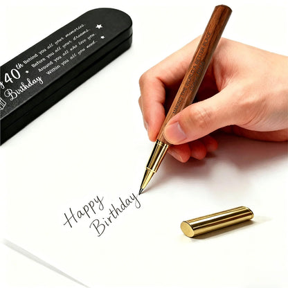iyaone 40th Birthday Gift for 1986 Born - Engraved Wooden Gel Pen & Keepsake Box Set, Thoughtful 40 Year Old Gift for Men & Women, Milestone Birthday Present