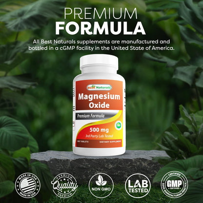 Best Naturals Magnesium Oxide 500 mg 180 Tablets
