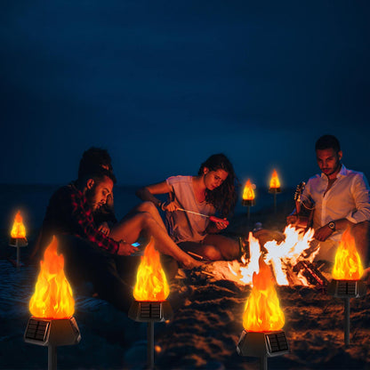 Toodour Solar Halloween Lights Outdoor, 4 Pack Solar Torch Lights with Flickering Flame, Waterproof LED Flame Torches - Outdoor Light for Camping Garden Landscape Yard Halloween Decorations