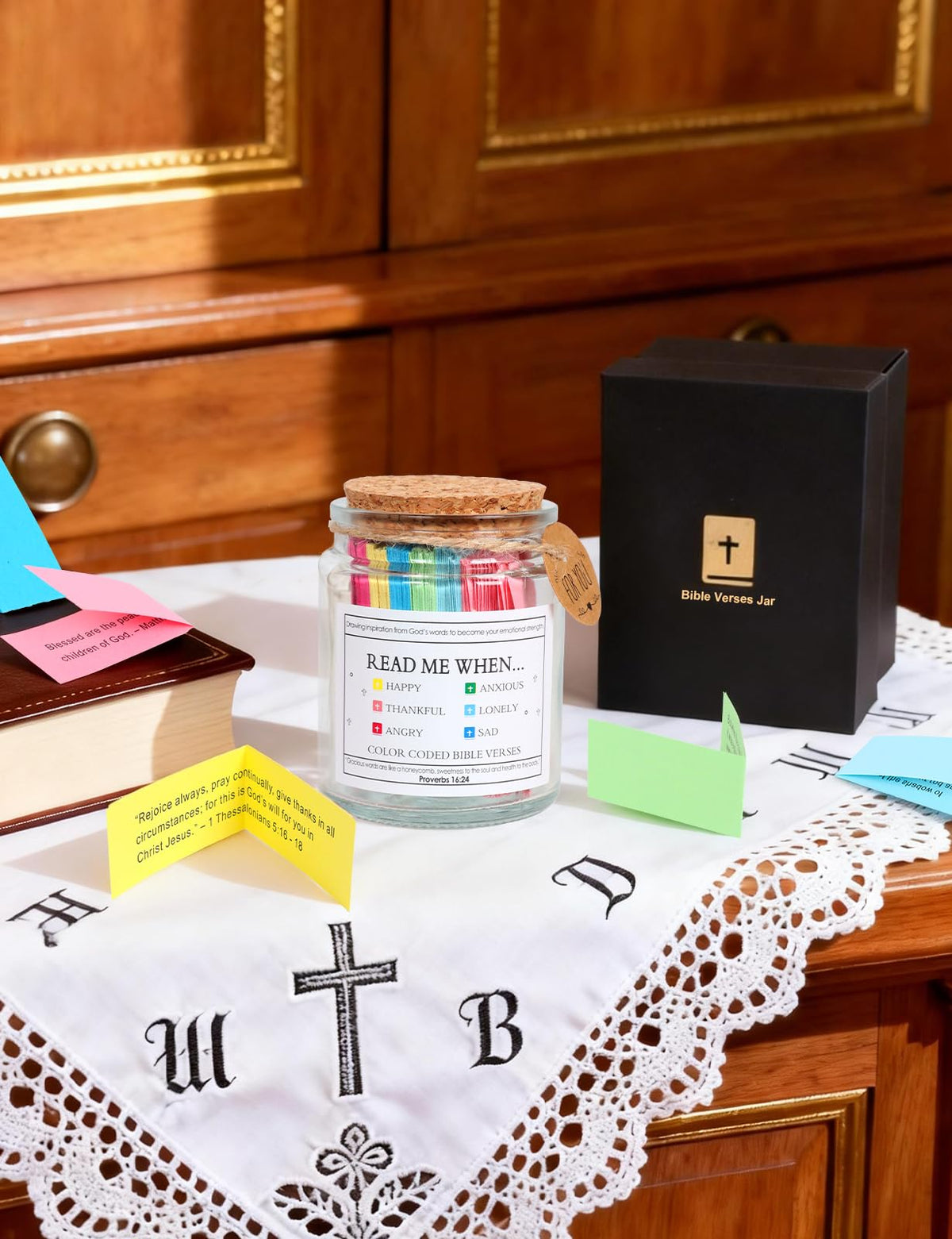 Bible Verses Jar for Daily Encouragement, Prayer & Reflection, Christian Gifts for Women, Religious Graduation, Teacher Appreciation, Birthday Inspirational Faith-Based Present, Easter Basket Stuffers