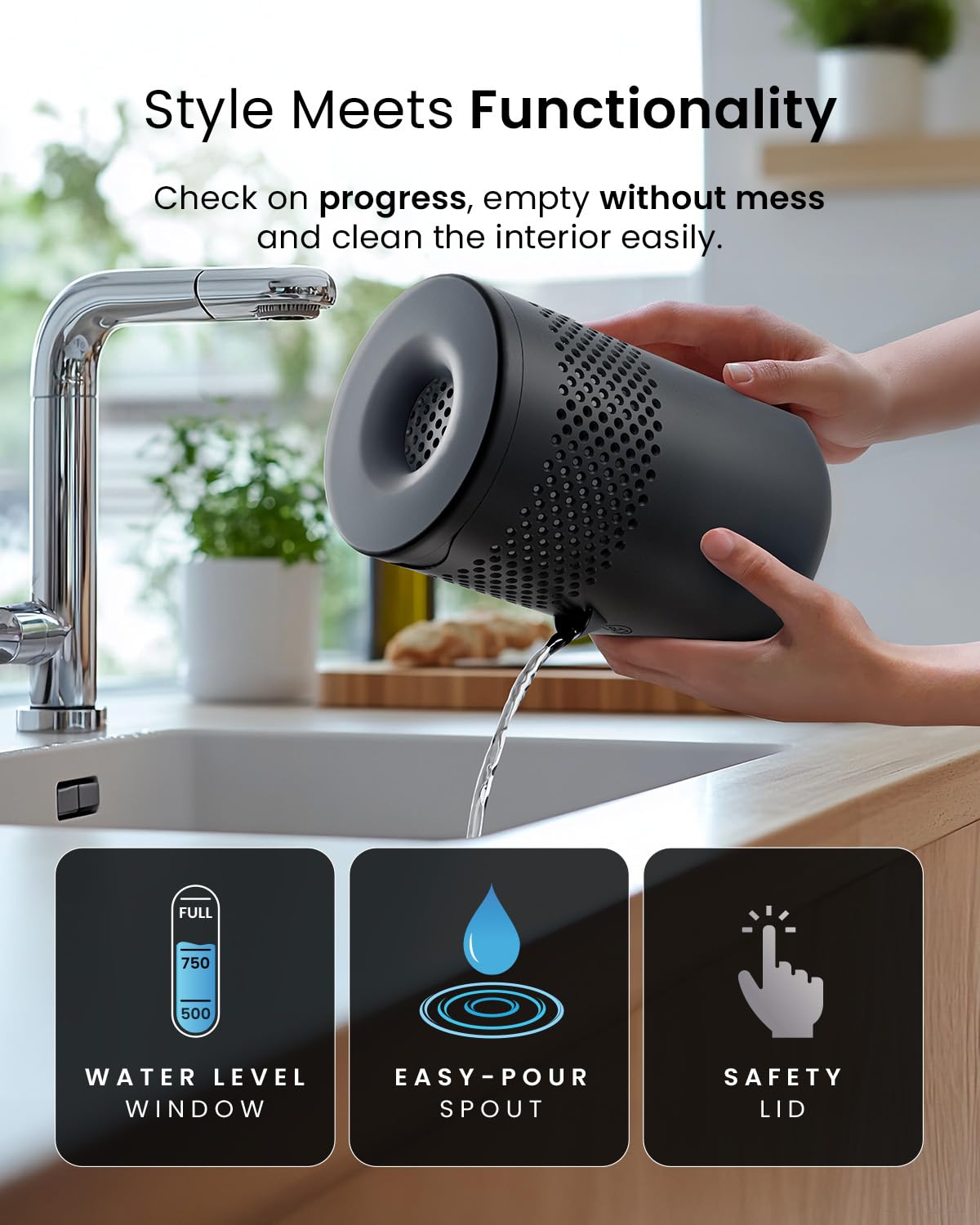 Pro Breeze Osmo® Dehumidifier - Silent & Refillable Moisture Absorber for Damp & Condensation at Home, Bedroom, Wardrobe, Car - Bathroom Mould Remover with 700g Refillable Tablet - Black