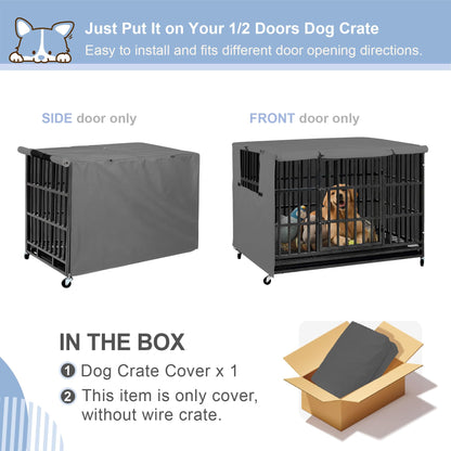 Explore Land Dog Crate Cover Durable - Polyester Pet Kennel Cover Universal Fit for 24-48 inches Wire Dog Crate (42 Inch (Pack of 1), Grey Cover)