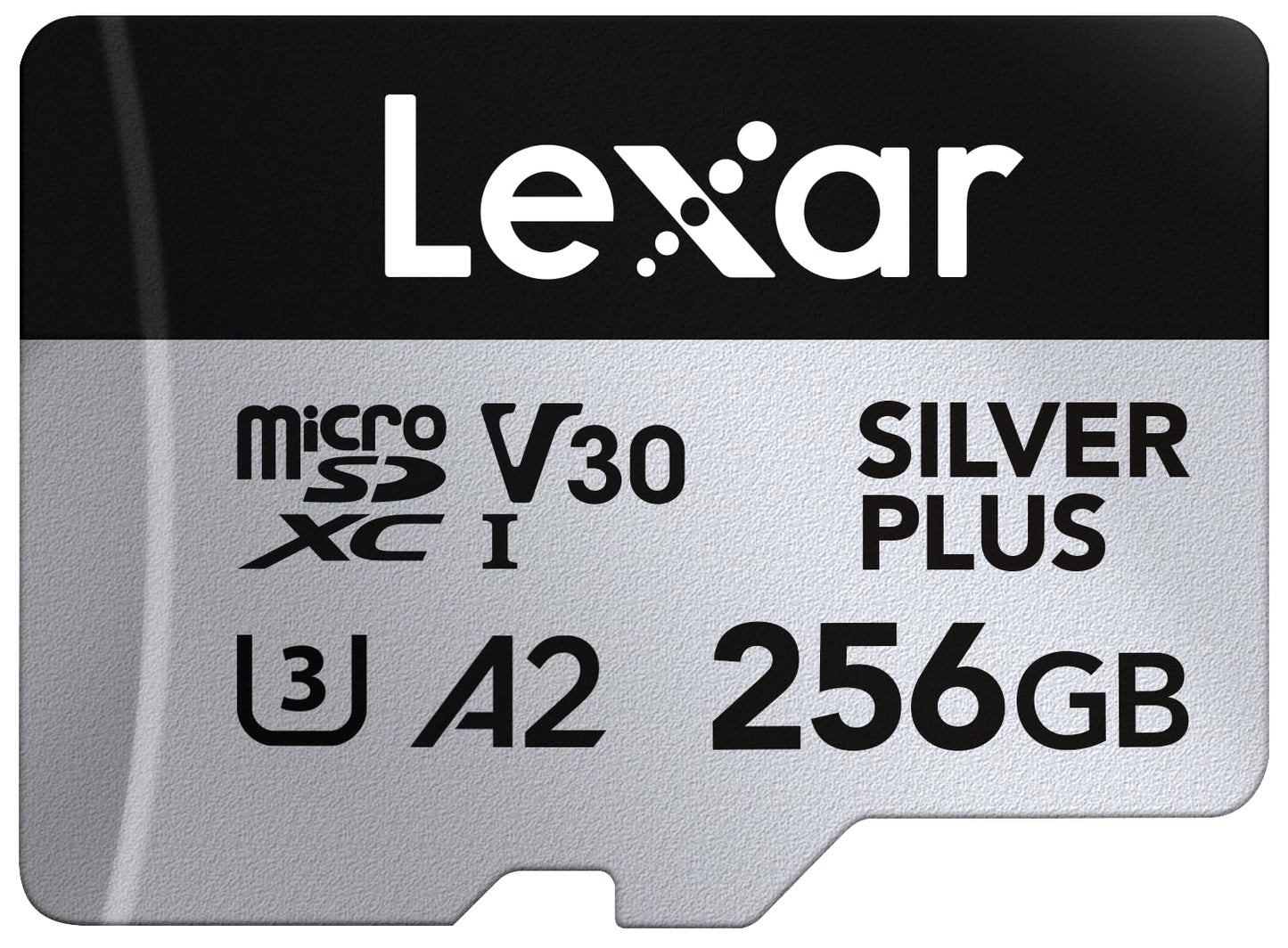 Lexar Silver Plus 256GB Micro SD Card up to 205 MB/s, MicroSDXC UHS-I Flash Memory Card with Adapter, C10, U3, A2, V30, Full HD, 4K UHD, High Speed TF Card for Drone, Action Camera, Handheld Consoles