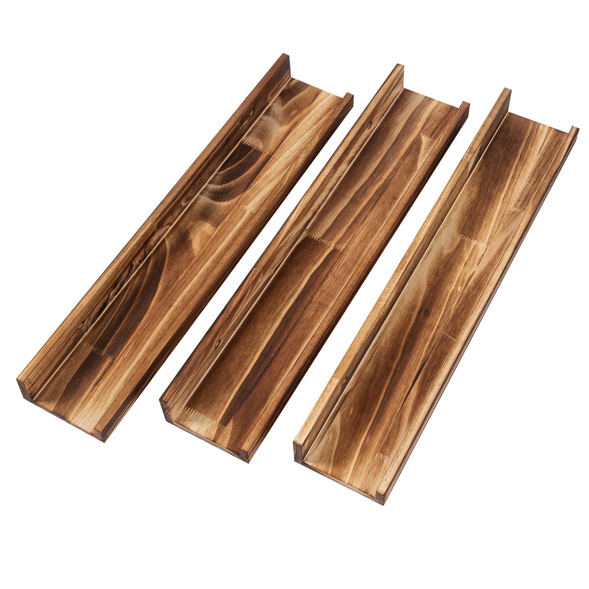 AZSKY 24 Inch Floating Shelves Set of 3 - Rustic Wood Picture Ledge Shelf for Home Storage Decor - Nursery Book Shelves, Wall Mounted Kids Bookshelf for Living Room, Bedroom, Photos & Vinyl Records