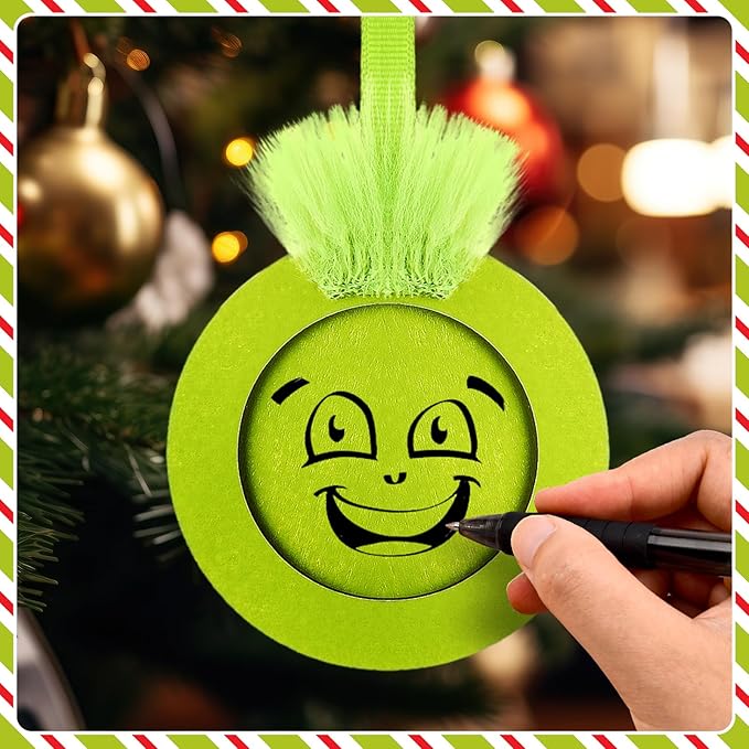Blulu 24 Pack Lime Green Photo Frames Ornaments - Wooden Christmas Tree Decor for DIY Party Gifts