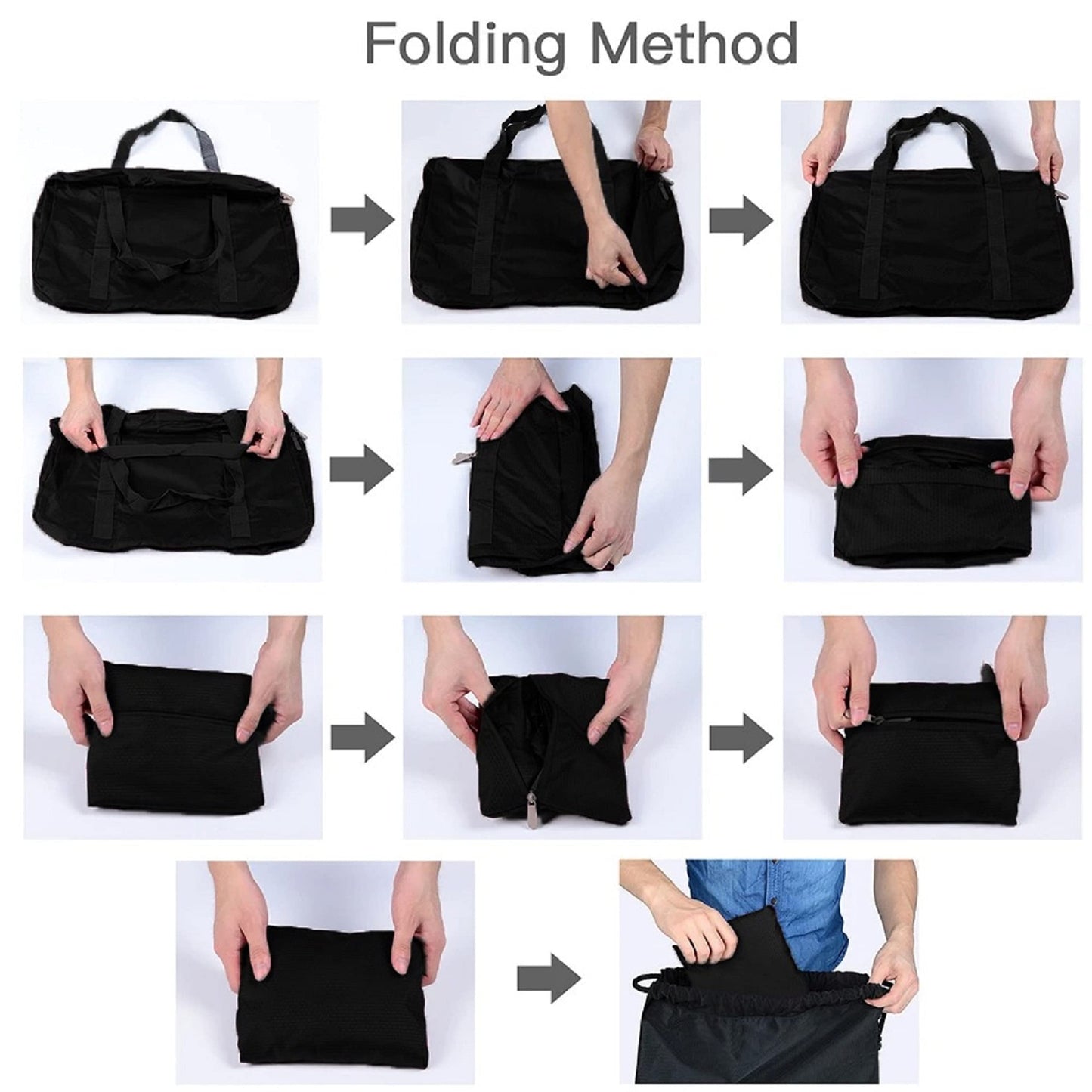 Gym Duffle Bag with Shoe Compartment Foldable Men Women Travel Fitness Holdall Barrel Sports Bags - Shoulder Strap Swimming Football Basketball Tennis Luggage Weekender Light Weight Dry Bags (Black)