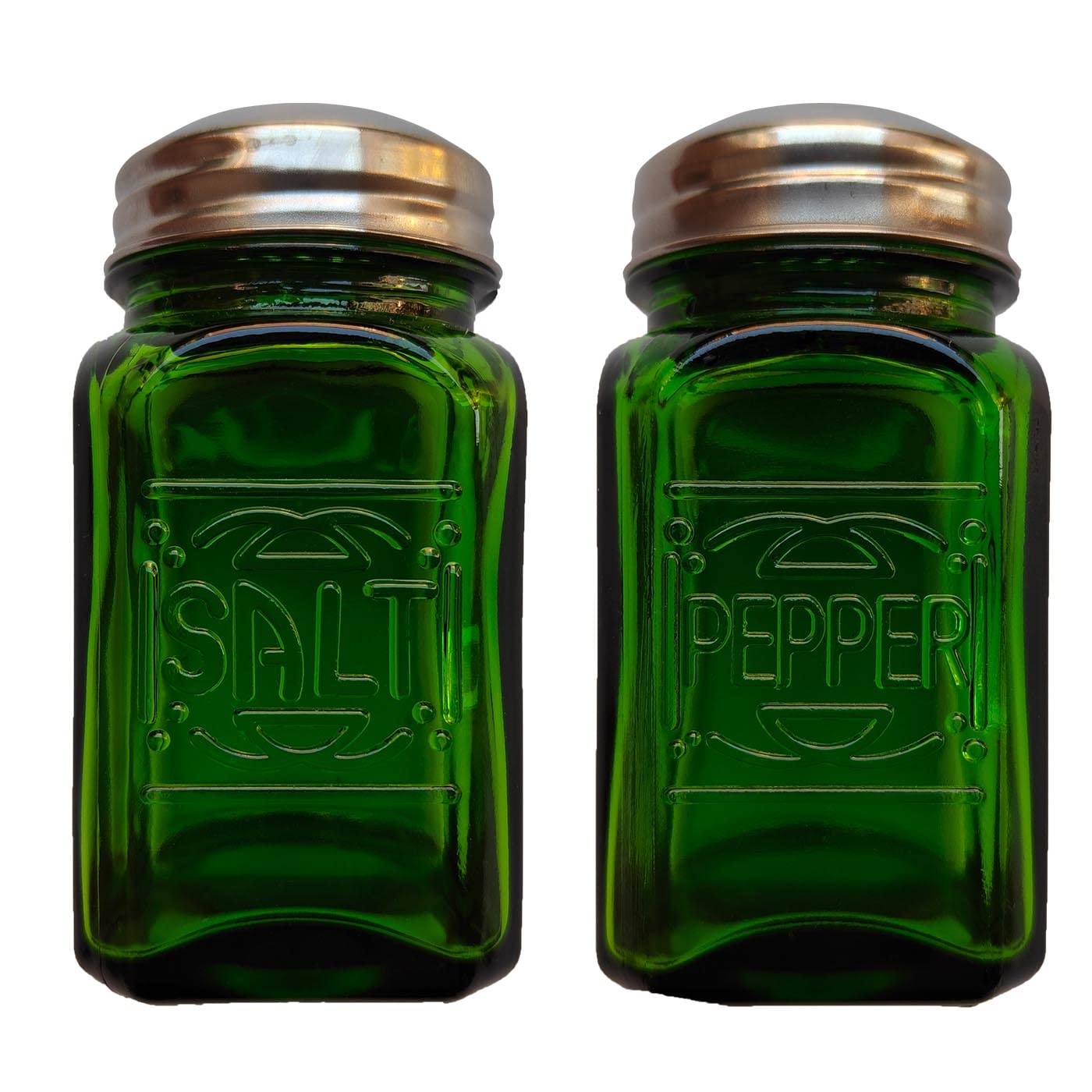 Kerixi Old-Fashioned Retro Salt and Pepper Shakers Green Glass