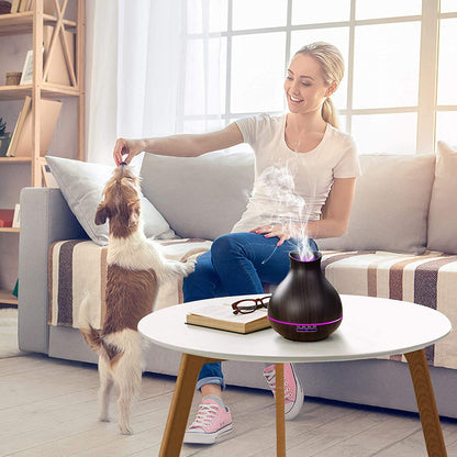 BZseed 550ml Essential Oil Diffuser，Ultrasonic Aroma Air Vaporizer with Timers,7 Colors Changing Lights for Large RoomHome, Baby Bedroom, Waterless Auto Shut-off(Dark Brown)