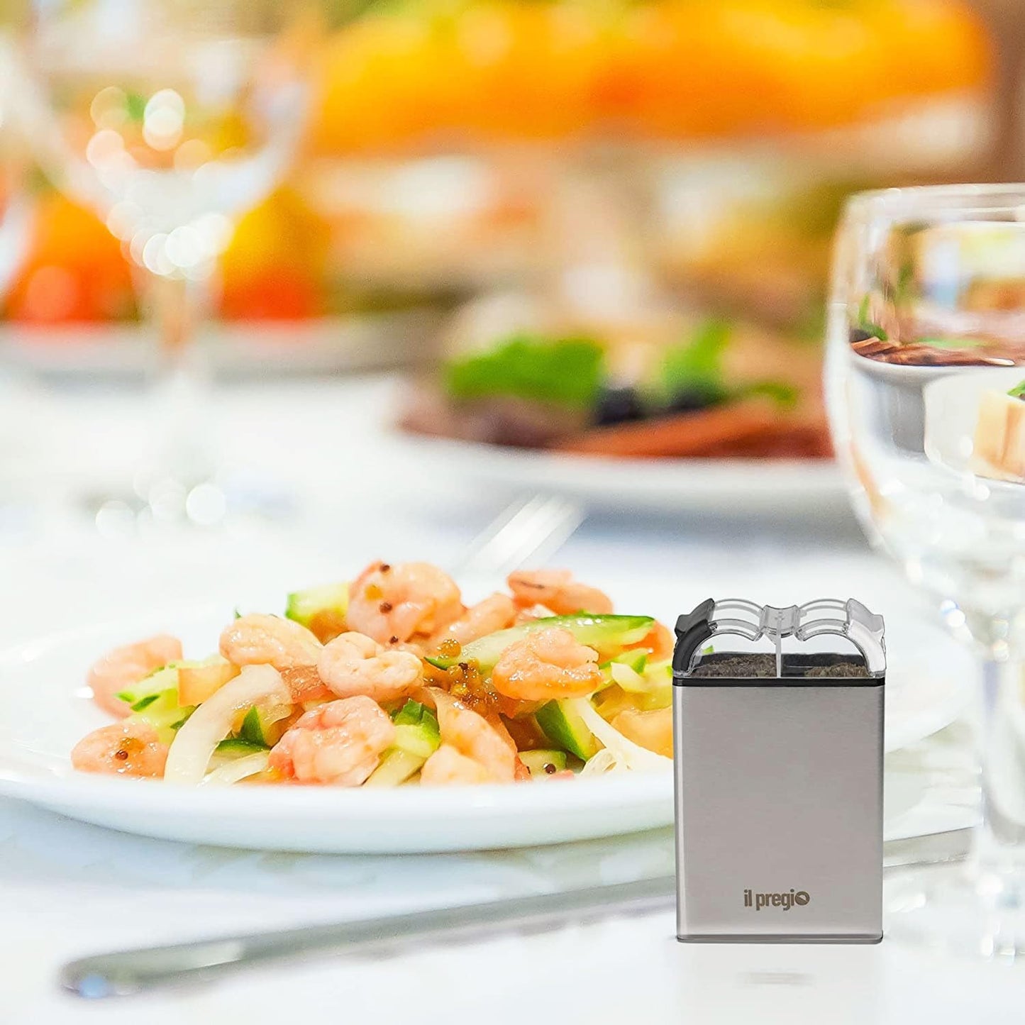 Il Pregio Double Spice Stainless Steel Seasoning Jar Shaker - 2 in 1 Salt and Pepper Dispenser with Adjustable Pour Holes | 2.3oz Per Side - 2 Pack
