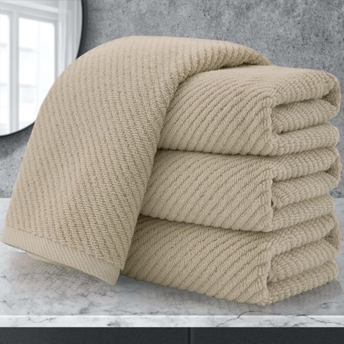Beige Hand Towels, Hand Towels for Bathroom Set of 4, Large 18"x 28"