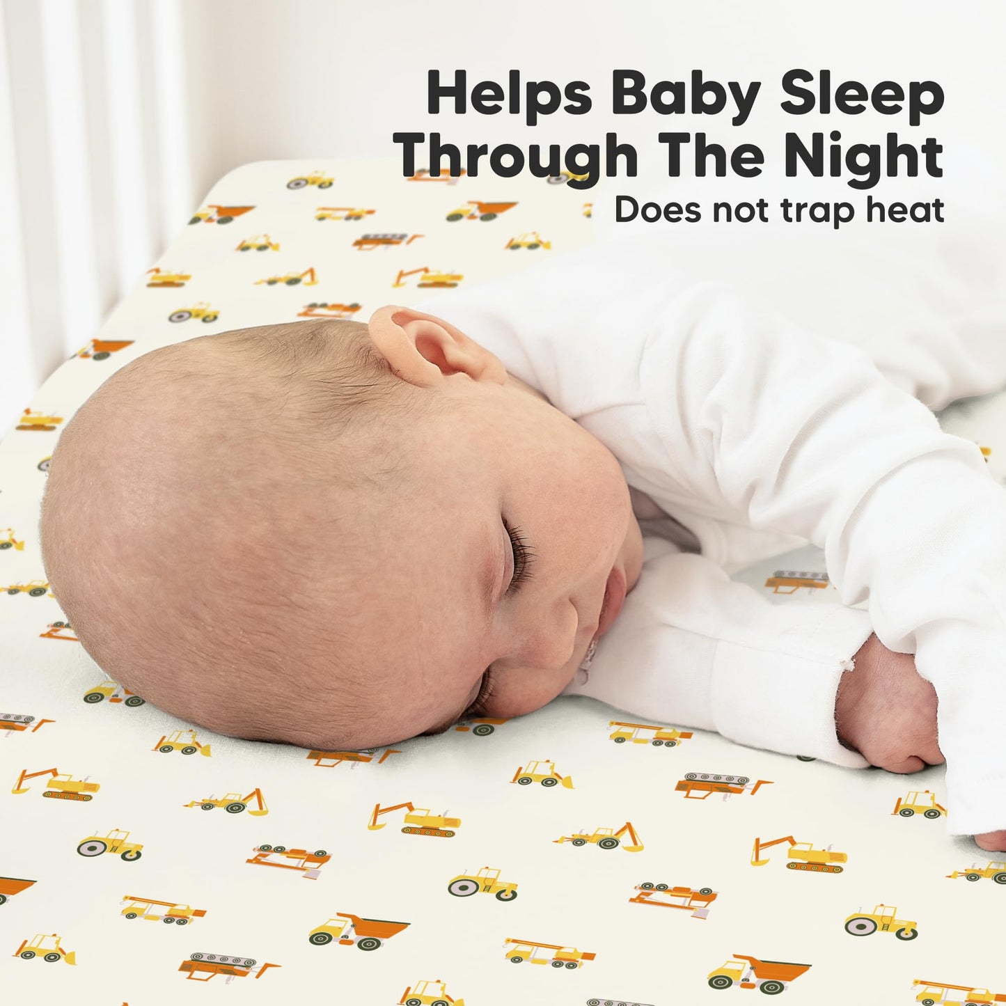 KeaBabies 2-Pack Organic Cotton Crib Sheets for Boys, Girls - 52x28 Fitted Crib Mattress Sheet Neutral, Breathable Cover for Baby Bed Set, Toddler Mattress, Soft & Cute Prints (Construction)