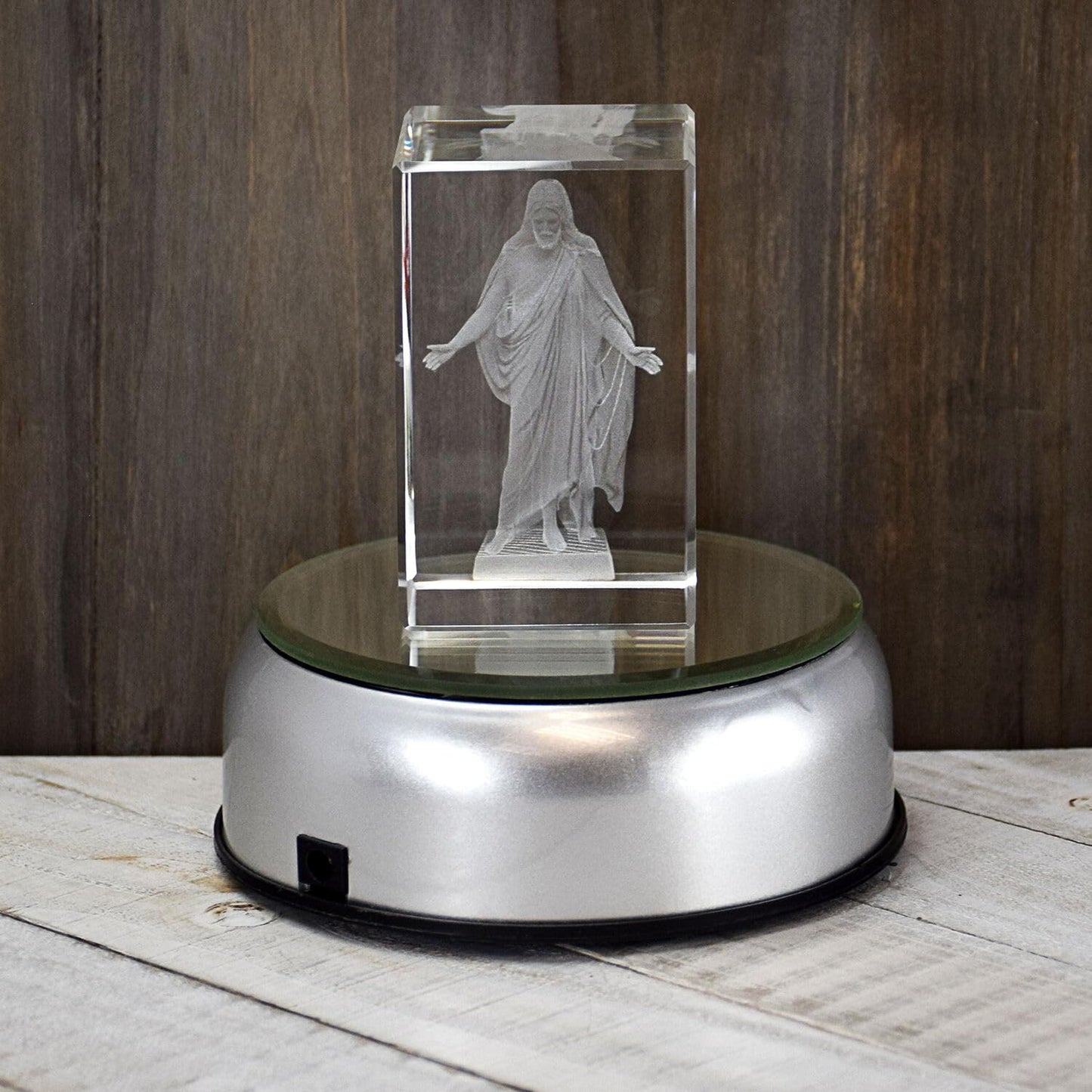 Lifebeats Christus Statue Laser Engraved Crystal Cube by Ringmasters