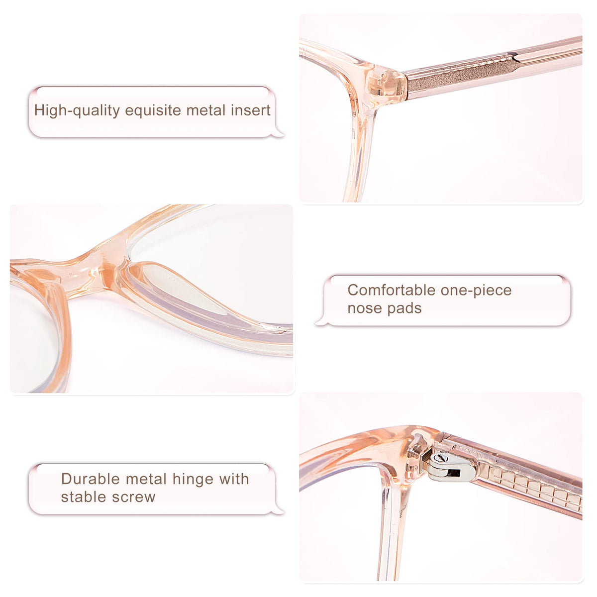 Madison Avenue Square Vintage TR90 Blue Light Blocking Reading Glasses for Women with Case, Anti Glare/Eyestrain Computer Readers Transparent Brown 1.0
