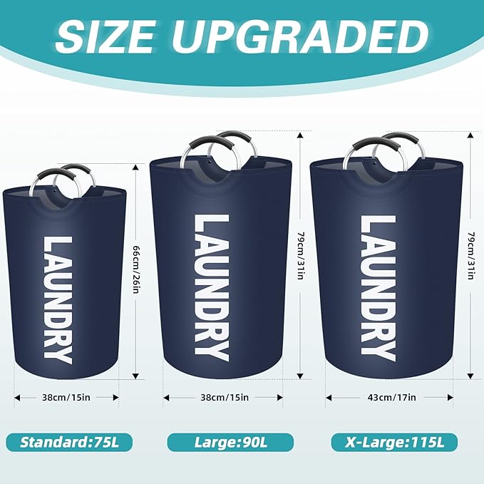 StorageRight 115L Large Laundry Basket, Laundry Hamper, Dirty Clothes Hamper