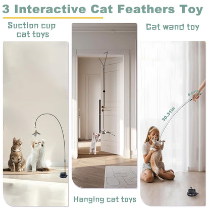 CUUOOT 7-in-1 Kitten Toys for Indoor Cats with Washable Adhesive Suction Cup, Hanging Interactive Cat Toys, Silvervine Stick and Sisal Chew Rope Catnip Teething Toy for Bored Kitten