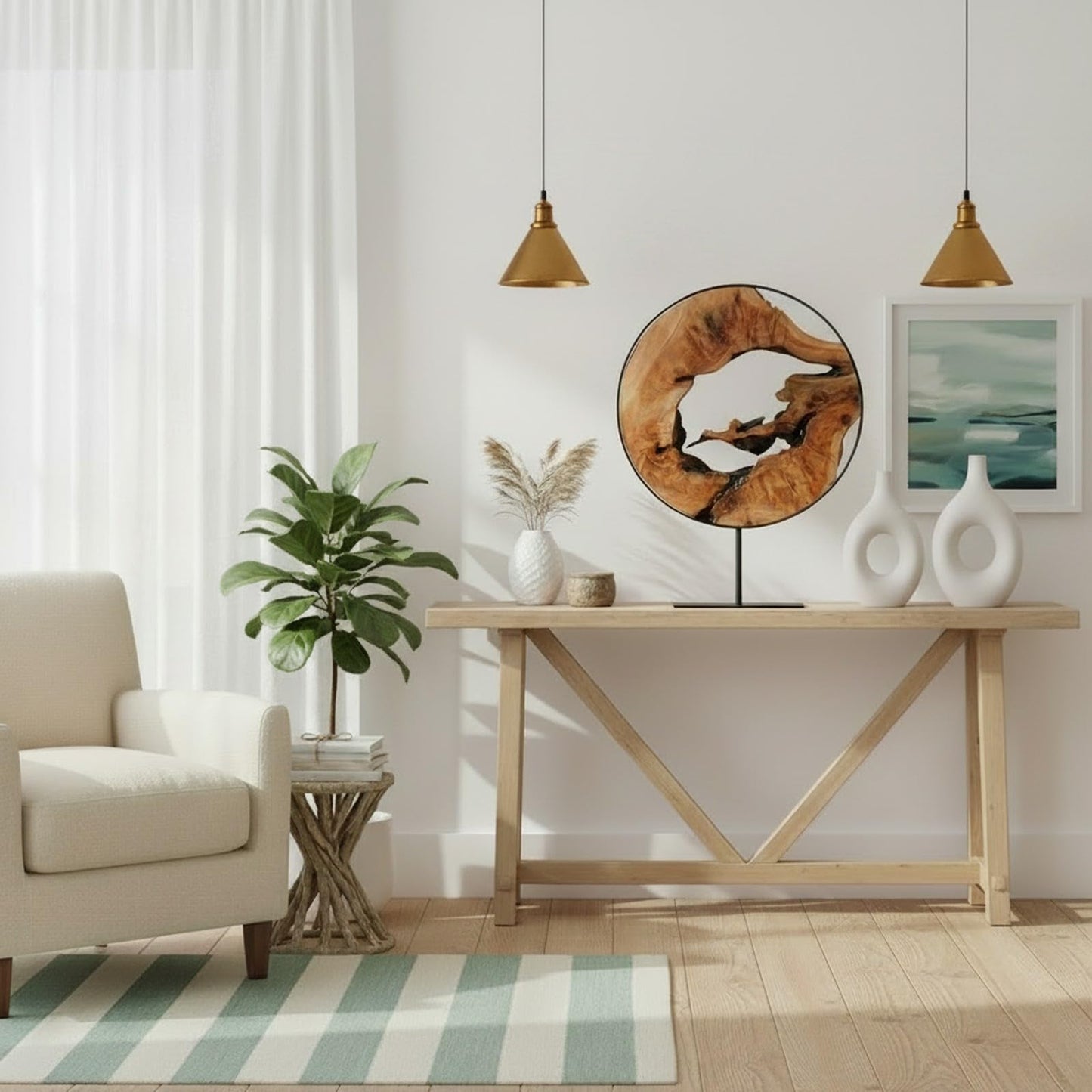 WELLAND Cedar Wood Sculpture, Natural Tabletop Decor Accent
