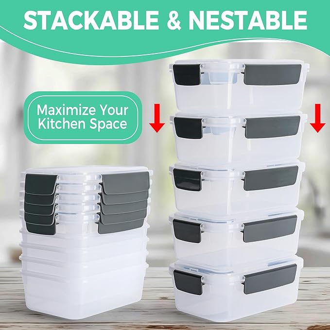 YORY 7 cup Plastic Food Storage Containers