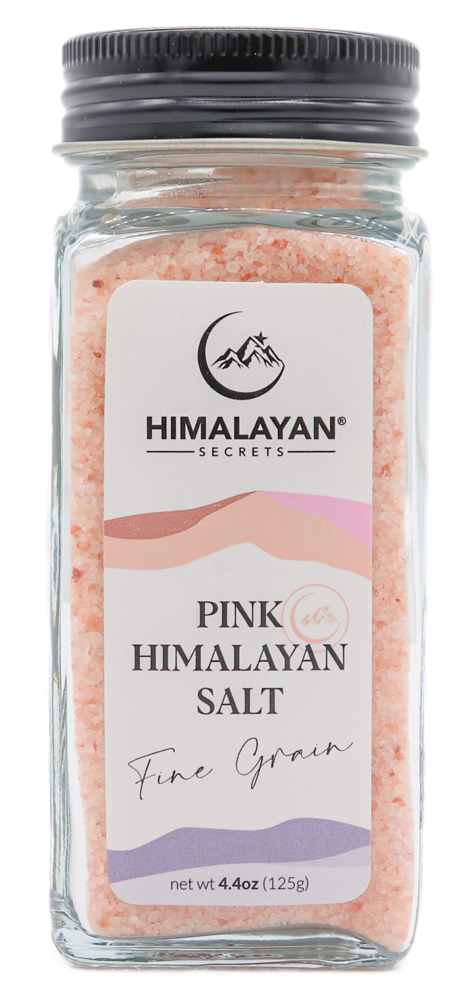 Himalayan Secrets Natural Pink Cooking Salt in Refillable French Glass Shaker - Fine, Unrefined, Mineral Rich, Bold Flavor, No Additives, Kosher Certified (4.4 oz)