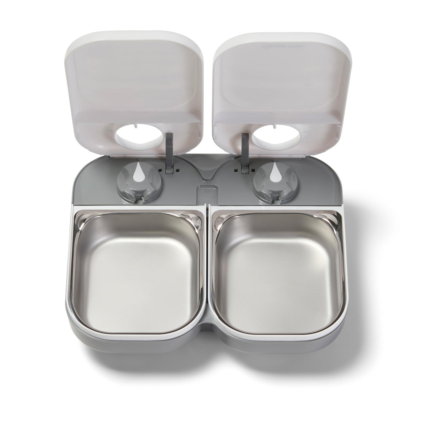 Closer Pets C200 2 Meal Timer-Controlled Automatic Pet Feeder - For Cats and Small Dogs, Wet or Dry Food, Stainless Steel Bowl Inserts and Ice Pack, up to 400 g Each, White