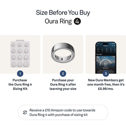 Oura Ring 4 - Silver - Size 8 - Smart Ring | Size First with Oura Ring 4 Sizing Kit | Sleep Tracking Wearable - Heart Rate - Fitness Tracker - Up to 8 Days Battery Life