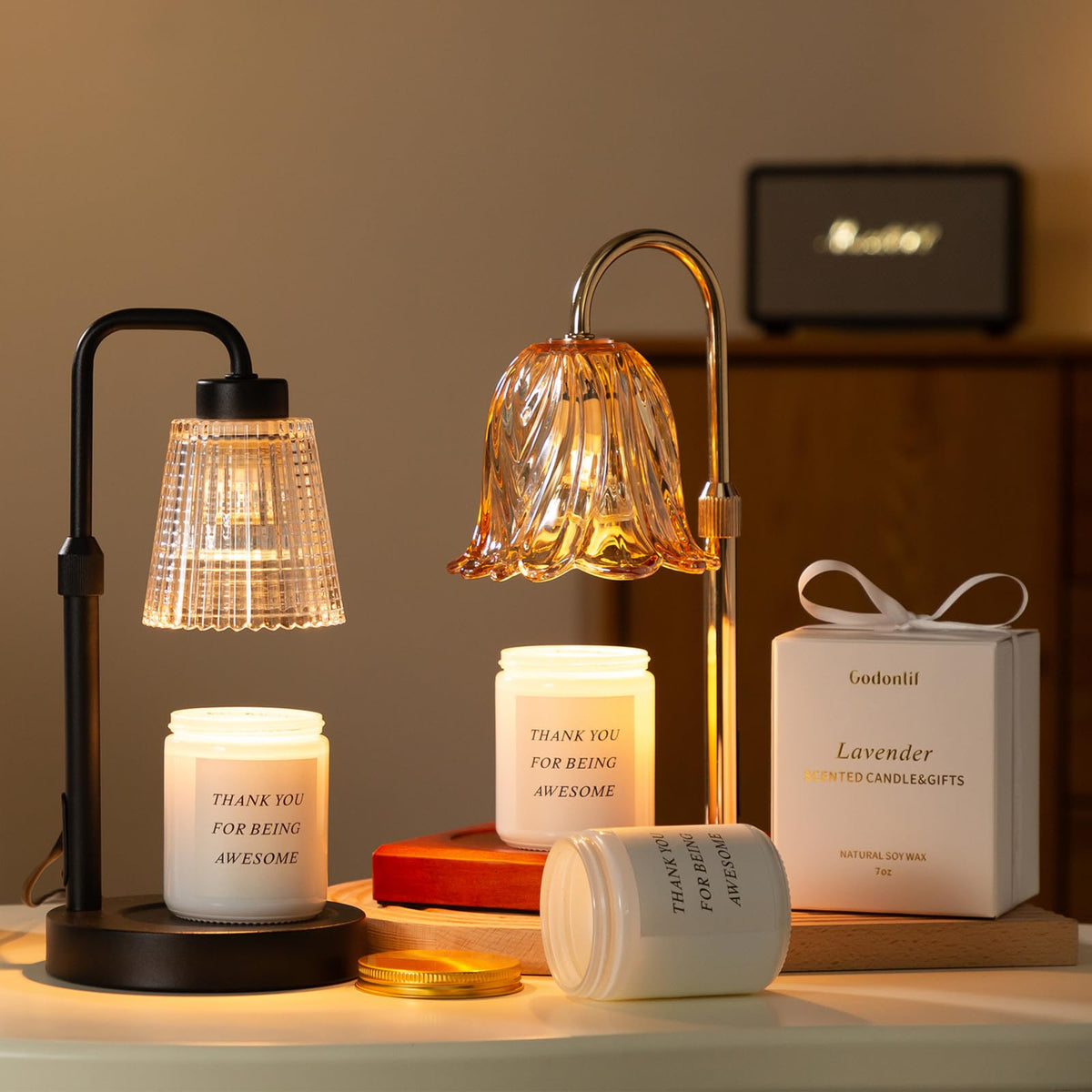 GODONLIF Candle Warmer Lamp with Timer Dimmable, Birthday Gifts for Women Mom, House Warming Gifts New Home Decor, Wax Melt Warmer for Jar Candles