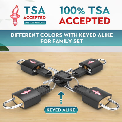 DUALCROWN 12-Pack Black Neon Square TSA Approved Luggage Lock for Suitcases, Carry-On Bags, Backpacks & Laptop Cases
