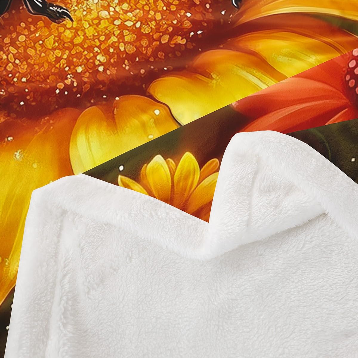 Erosebridal Ladybugs Throw 50"X60" Fleece Blankets Cute Cartoon Ladybird Throw Bed Blanket Yellow Sunflowers Reptile Sherpa Blankets for Kids Boys Girls,Watercolor Floral Plants Fuzzy Blanket