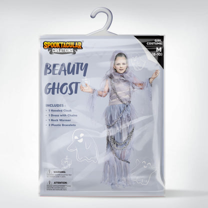 Spooktacular Creations Halloween Haunting Beauty Ghost Girl Costume, Scary Ghost Dress Midnight Costume for Halloween Dress Up Party-XL(12-14yr)
