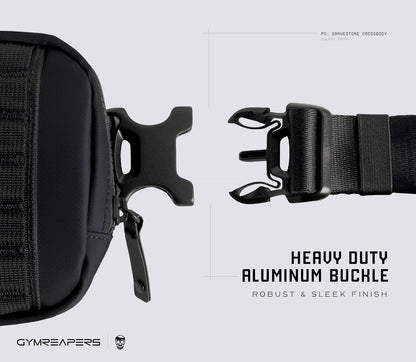 Gymreapers Travel Small Crossbody Bags for Men & Women with Hidden Pocket - Waterproof Crosssbody Fanny Pack for Men with Adjustable Shoulder Sling Belt for Traveling, Running & Hiking (Onyx)