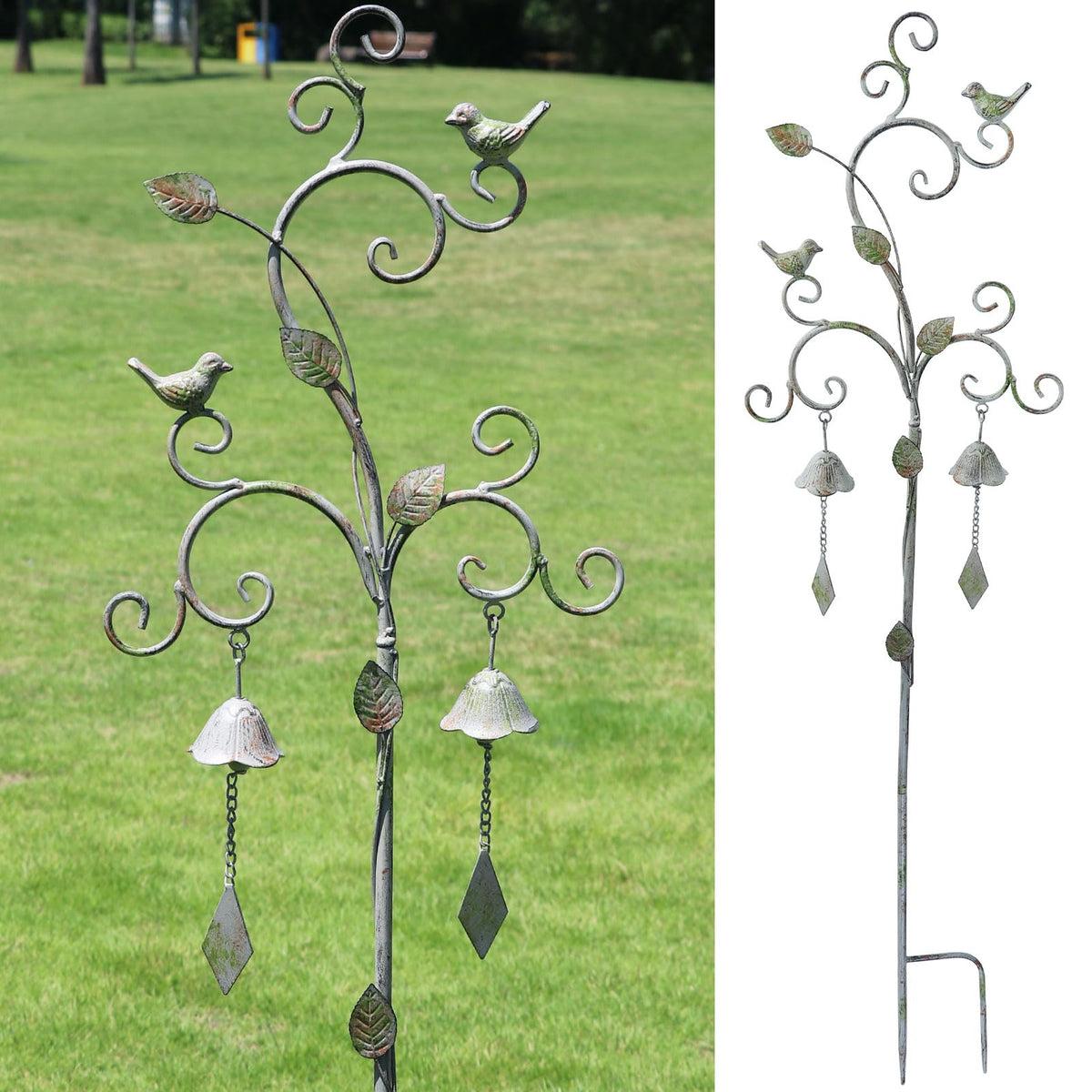 Decorative Garden Stakes for Outside,Metal Outdoor Garden Decor with Bells