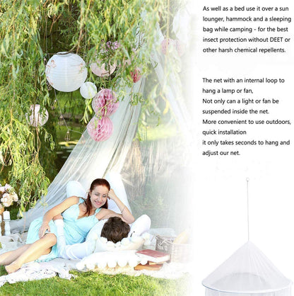 White Mosquito Net Bed Canopy, Bed Cover with 100 LED String Lights, Oversized Hanging Queen Bed Cover Bed Curtain Net for Infants, Kids, Girls or Adults, Double Bed