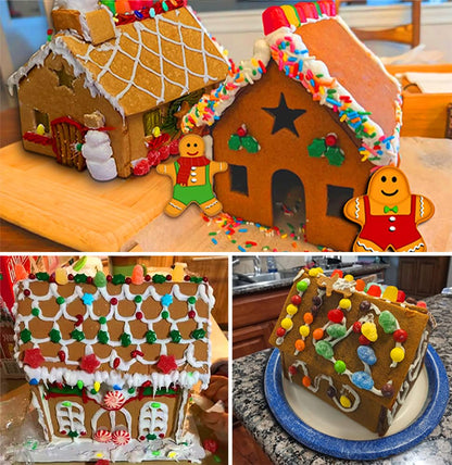 Gingerbread House Cookie Cutter Set - 3D House Cookie Cutters, Gingerbread House Kit for Holiday, Winter, Christmas & Gingerbread House Kit for Kids, Gift Package (10Pcs Christmas Cookie Cutters)