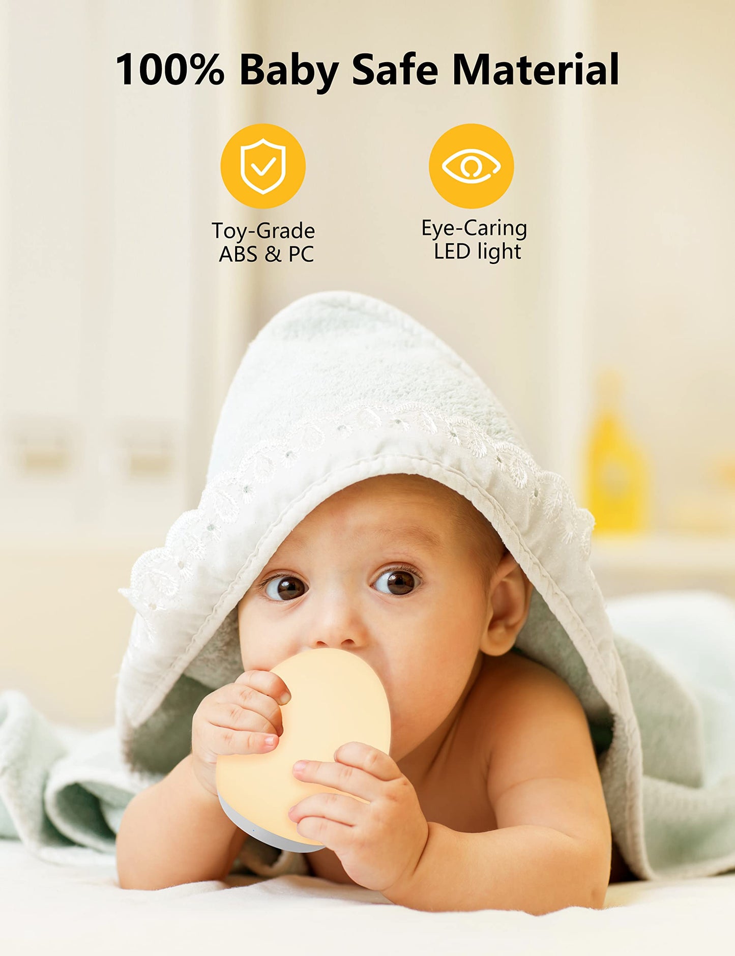 MediAcous Night Lights, 2000mAh Baby Night Light with 7 Colors Changing & Dimming Function, Rechargeable Kids Night Light with 1 Hour Timer & Touch Control for Bedroom, Living Room