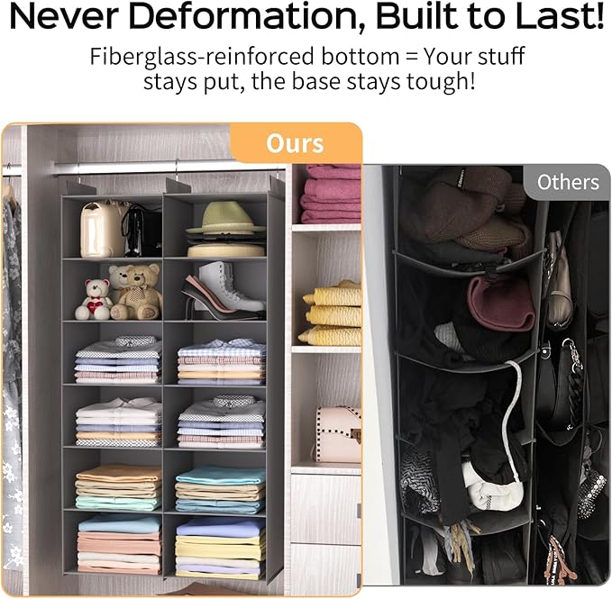 Space-Saving Hanging Closet Storage Organizer – Dual-Row Foldable Shelves