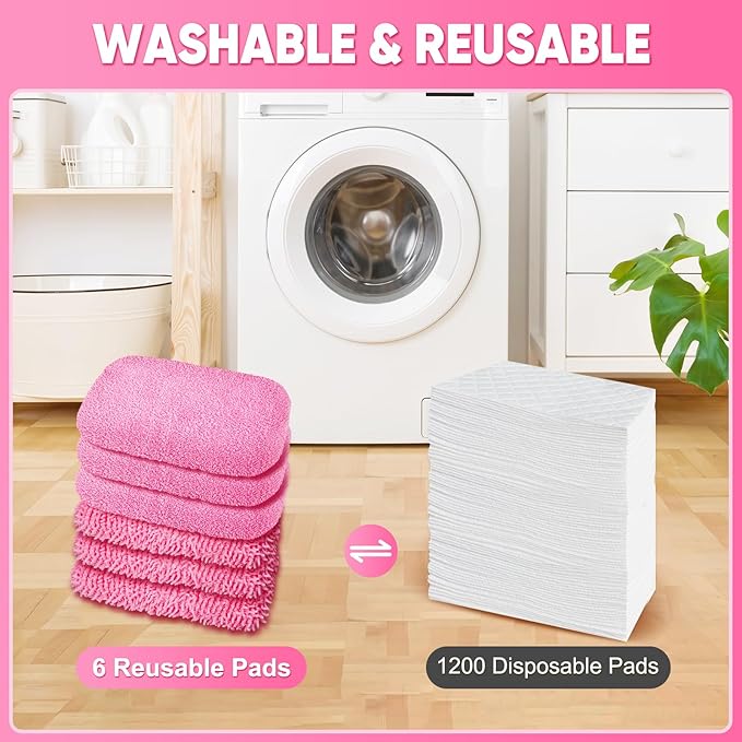 6-Pack Reusable Microfiber Mop Pads Compatible