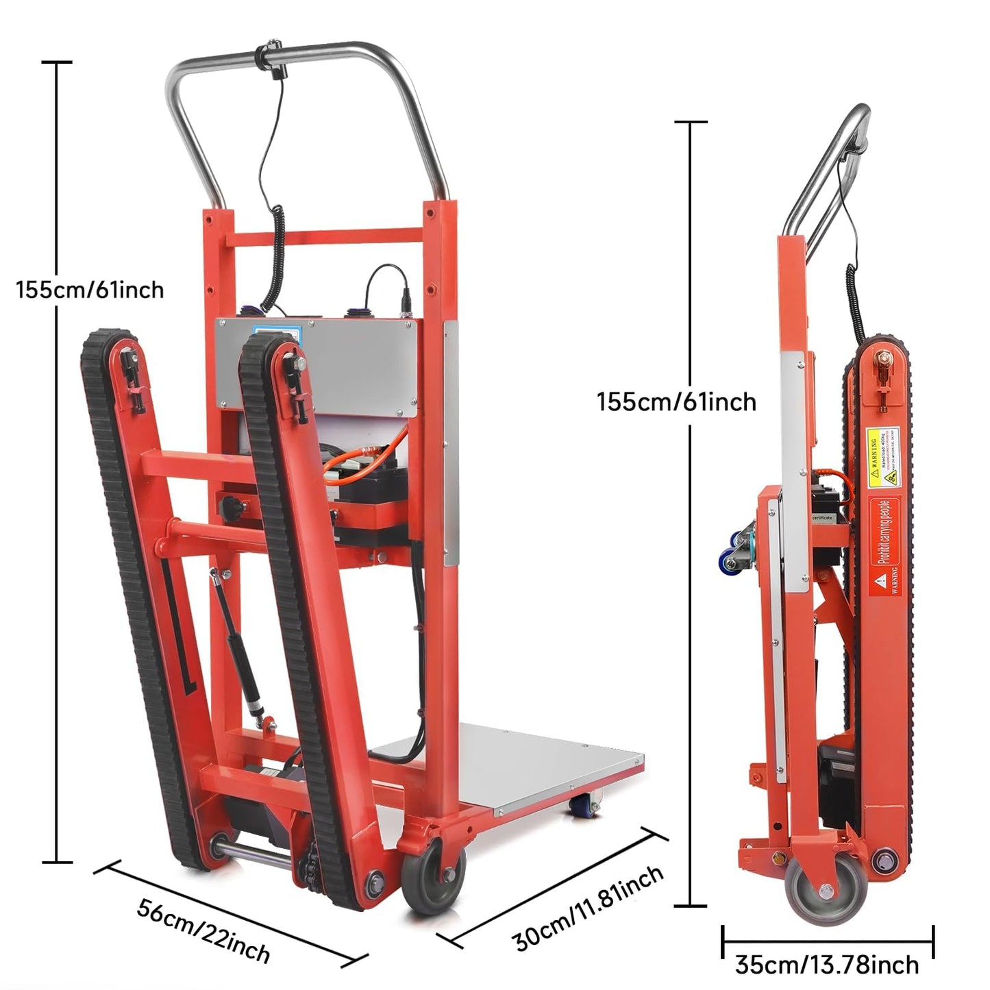 Electric Stair Climbing Dolly, Heavy Duty Stair Climber 900lbs Capacity 1250W Motorized Hand Truck with Ropes & Foldable Design for Moving Furniture