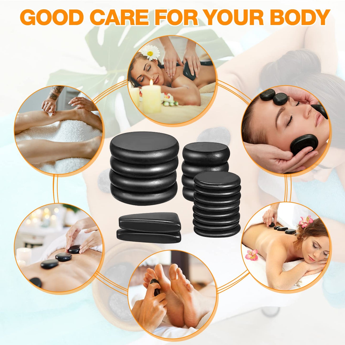 Yunsailing 18 Pcs Hot Stones Massage Set with Electric Heater Box 110v Basalt Massage Rock Kit for Professional Home Spa Warming Relaxing Relief, Constant 50°c (122°f)(Temperature Constant)