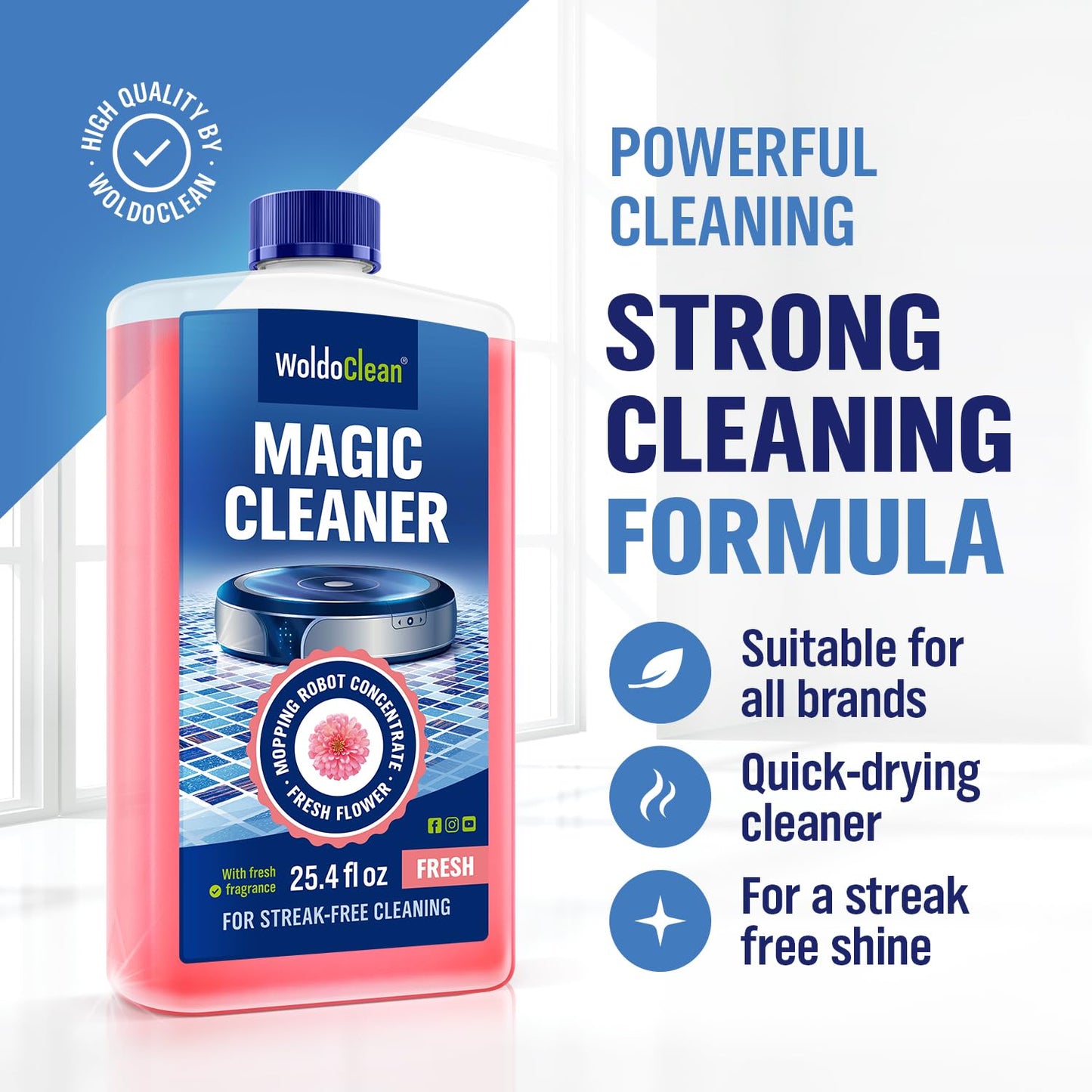 Floor Cleaner for robot vacuum with mop 750ml - ceramic, porcelain and stoneware tiles for 30-50 cleaning cycles