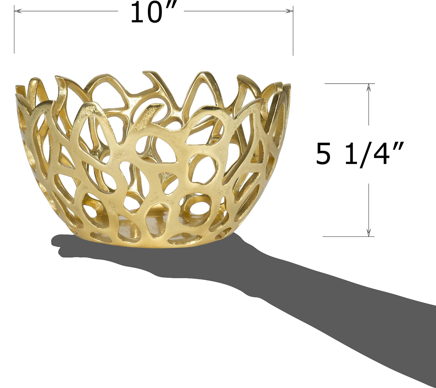 Red Co. 10” Decorative Round Aluminum Golden Branch Reef Centerpiece Bowl
