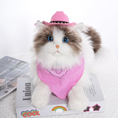 choyaxo Halloween Costumes for Dogs Cat Pet Cowboy Costume Cowboy Hat with Bandana Set for Halloween, Christmas, Holiday, Party, Cosplay (Pink, Small)