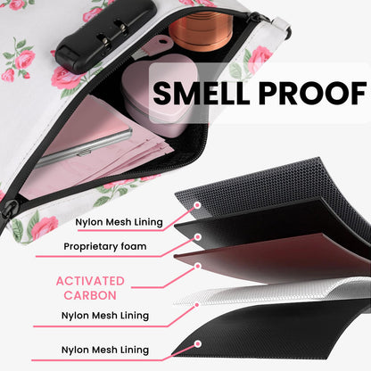 Aobelan Pink Rose Travel Pouch - Waterproof with Combination Lock, 8 Accessories and Gift Box