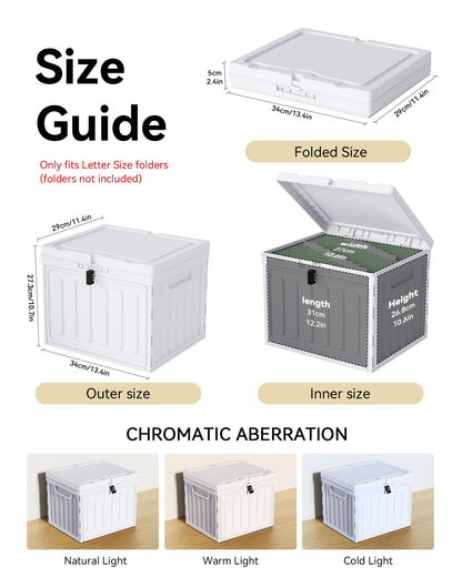 Oterri Plastic File Box with Lid for Letter Size Hanging File Folders, Hanging File Folder Box for Home, Office, School, File Cabinet, Assembly File Organizer, White，Large-2 Pack Without Folders