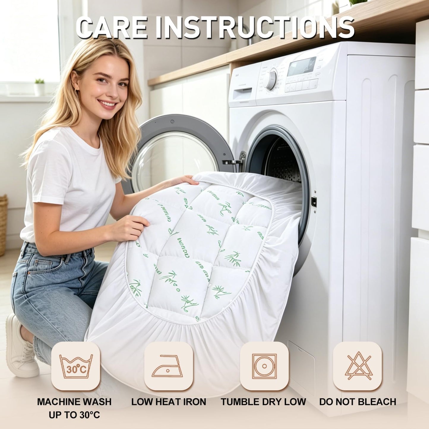 Exruby Luxury Queen Mattress Topper - 40% Viscose Derived from Bamboo - Extra Thick Pillow Top Mattress Pad with 8-20 Inch Deep Pocket, Breathable Jacquard Surface for Back Pain Relief(White)