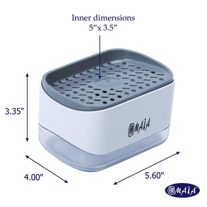OMAIA 2-in-1 Dish Soap Dispenser with Sponge Holder - Smart Kitchen Gadget - Sink Countertop Organizer