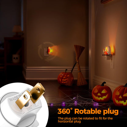 Briignite Halloween Night Light, Ghost Night Light Campfire Flickering, Halloween Decor Night Lights for Kids, Plug in Ghost Nightlight for Halloween Decorations Party Gift