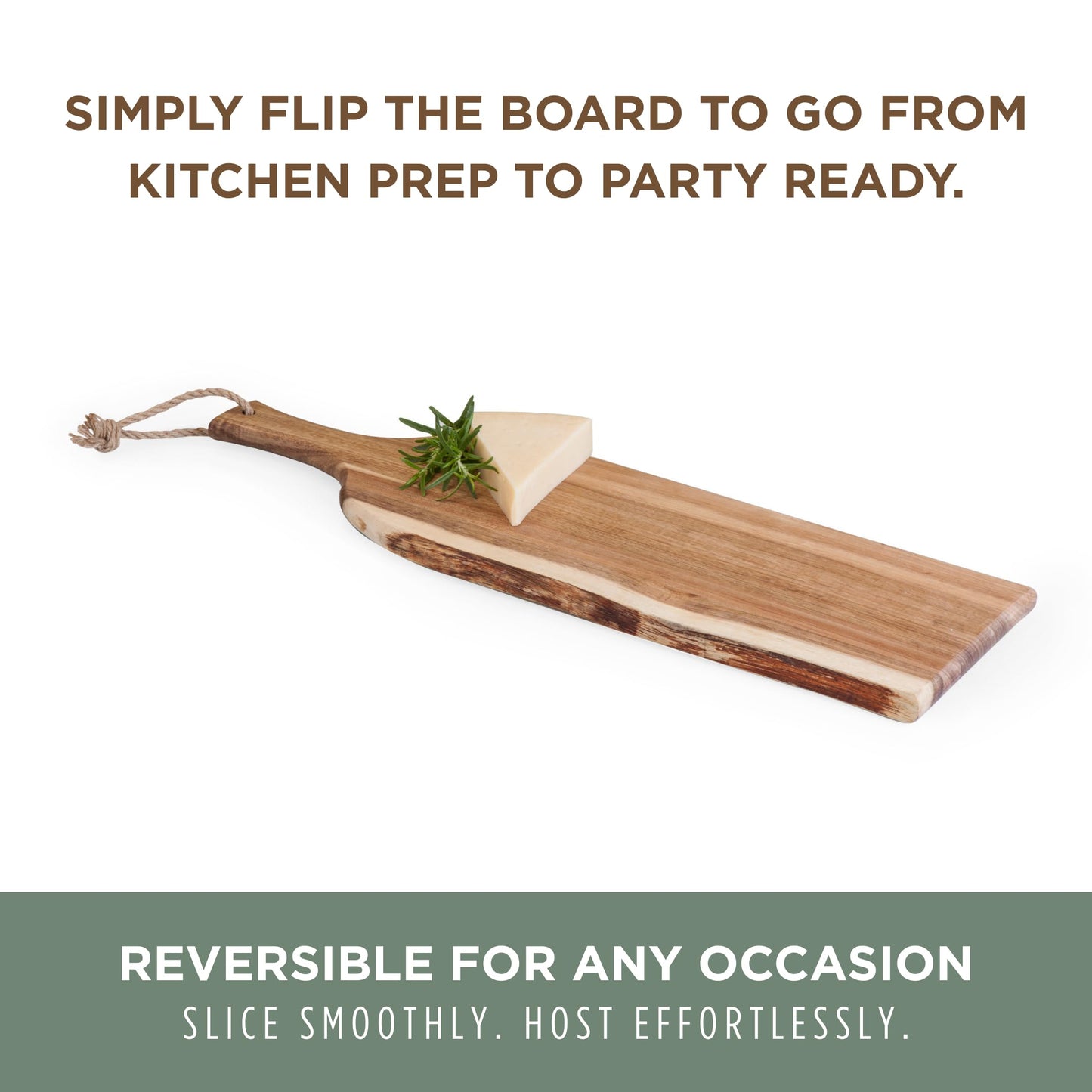 PICNIC TIME Artisan 24" Acacia Charcuterie Board with Raw Wood Edge, Wooden Cutting Board with Handle, All-Purpose Serving Platter, Decorative and Reversible Serving Plank (Acacia Wood)