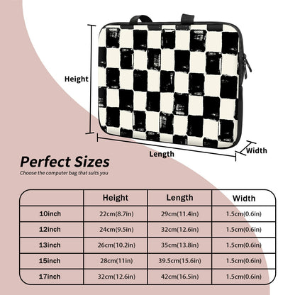 Laptop Sleeve Case Bag 13 inch, Black and White Checkered Slim Carrying Case Durable Handbag Travel Laptop Bag for 13 inch MacBook Air M3/M2/Pro M2/ 13" iPad Pro/Air M4/M2 2024